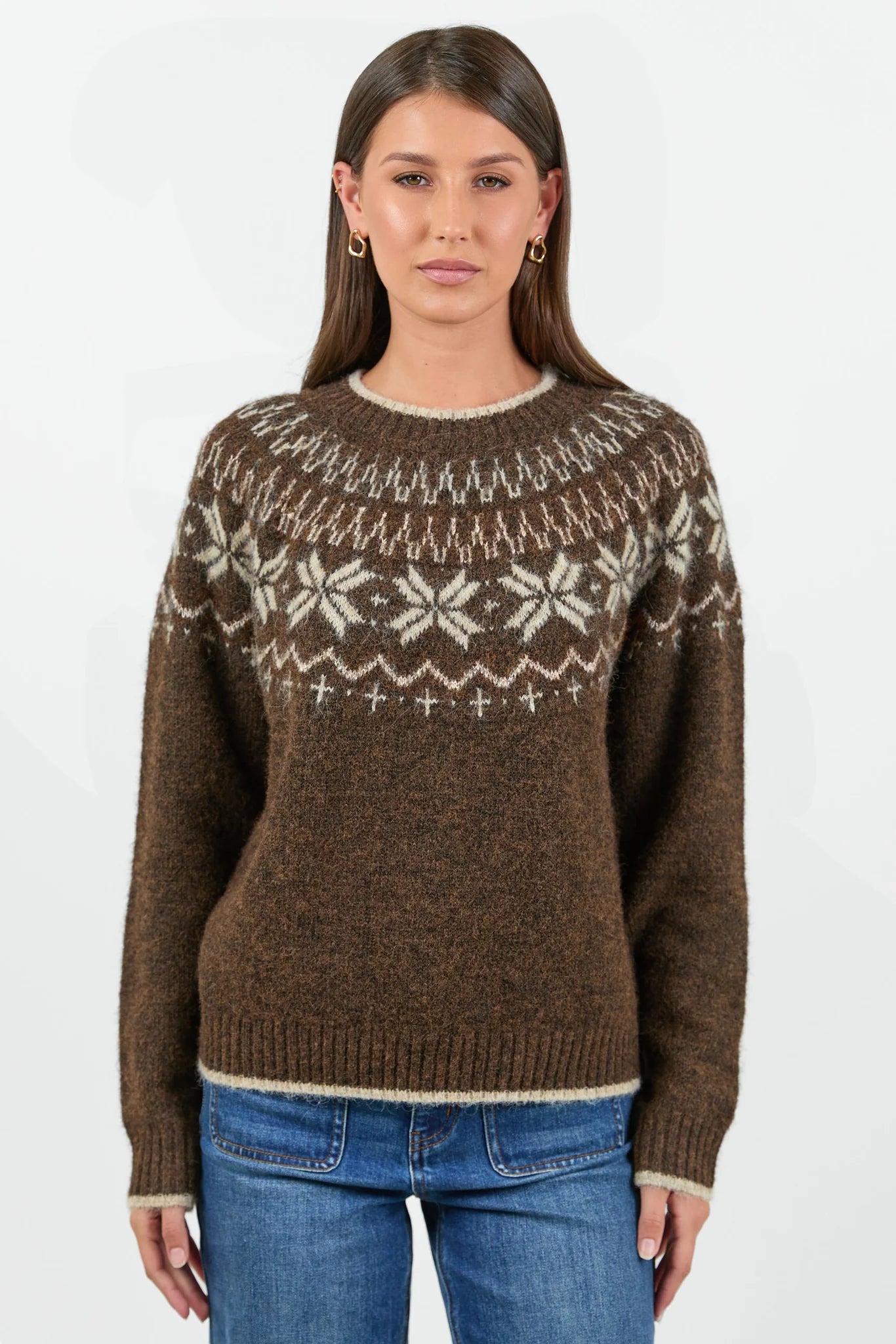 Climate Chocolate Fairisle Detail Jumper