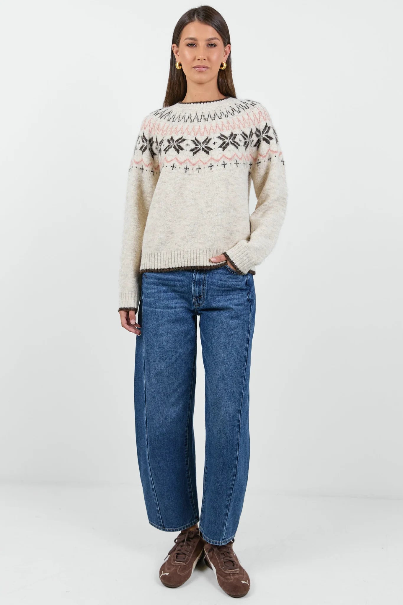 Climate Oat Fairisle Detail Jumper