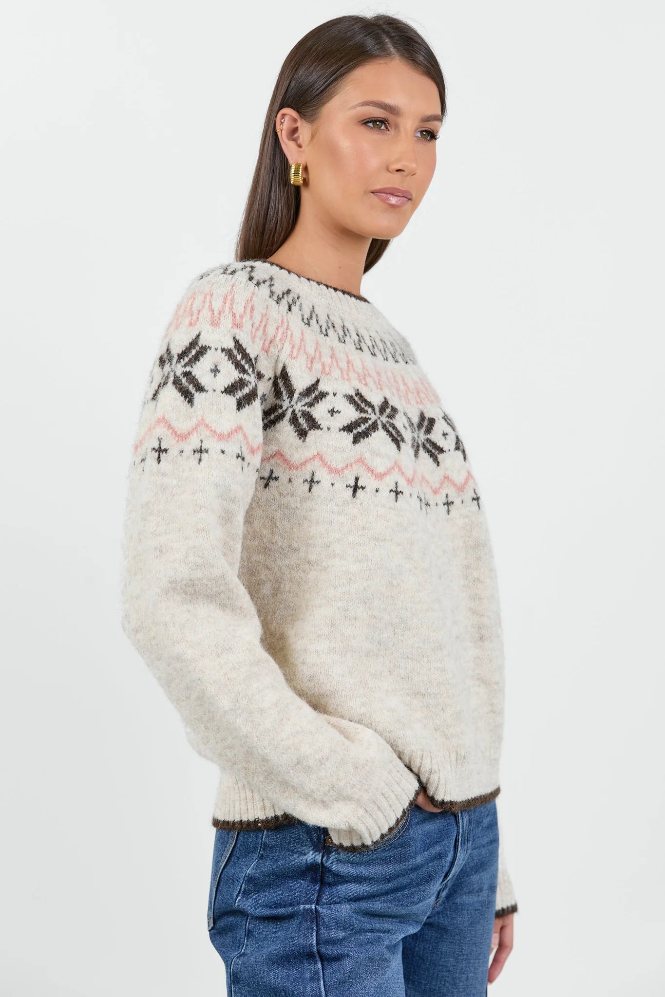 Climate Oat Fairisle Detail Jumper