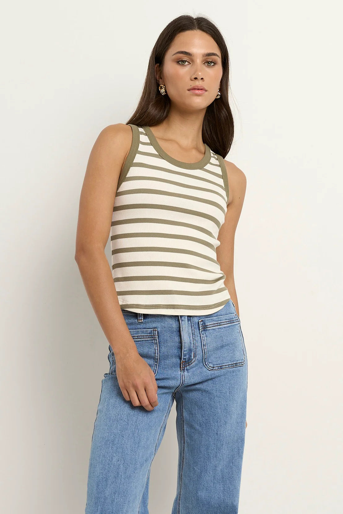 Cobble Khaki Rib Cutaway Tank