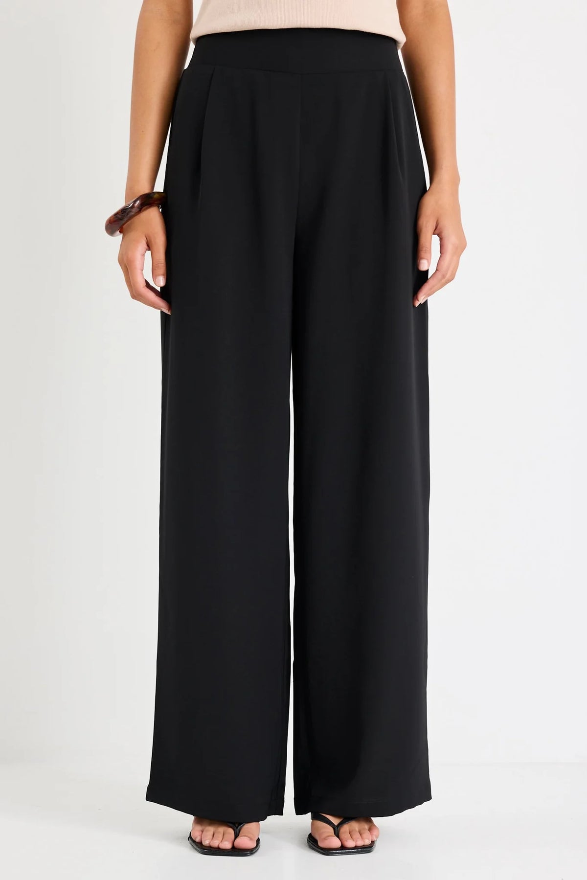 Guardian black linen viscose elastic back pants