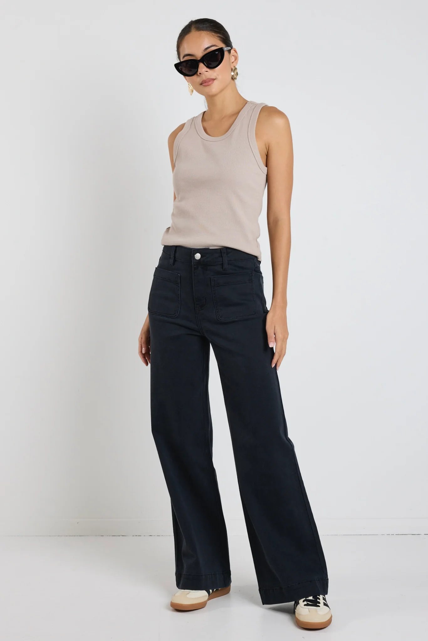 Cobble Taupe Rib Cutaway Tank