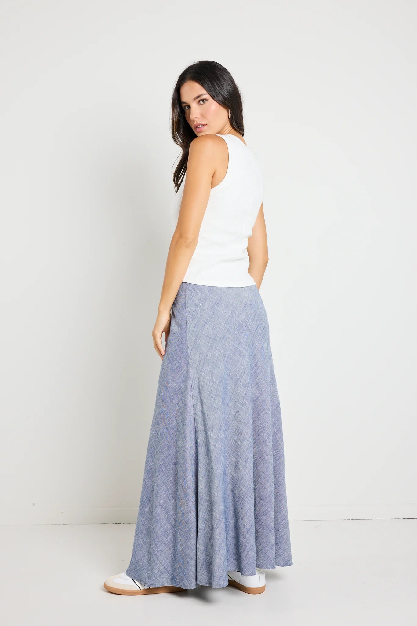 Lagos chambray blue  bias cut maxi skirt