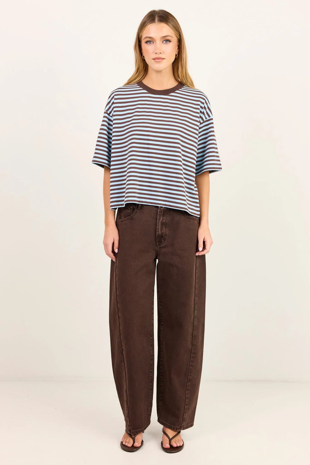 Cohesion Ice Blue Chocolate Stripe Oversized Tee