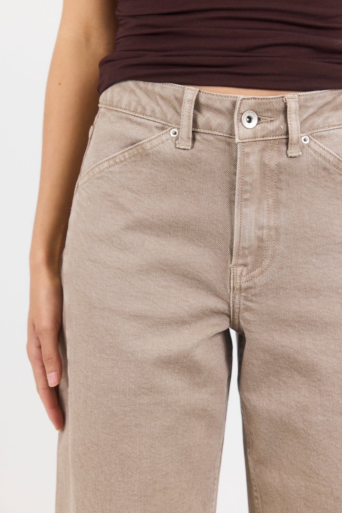 Idolise Taupe Stretch Soft Barrel Jean