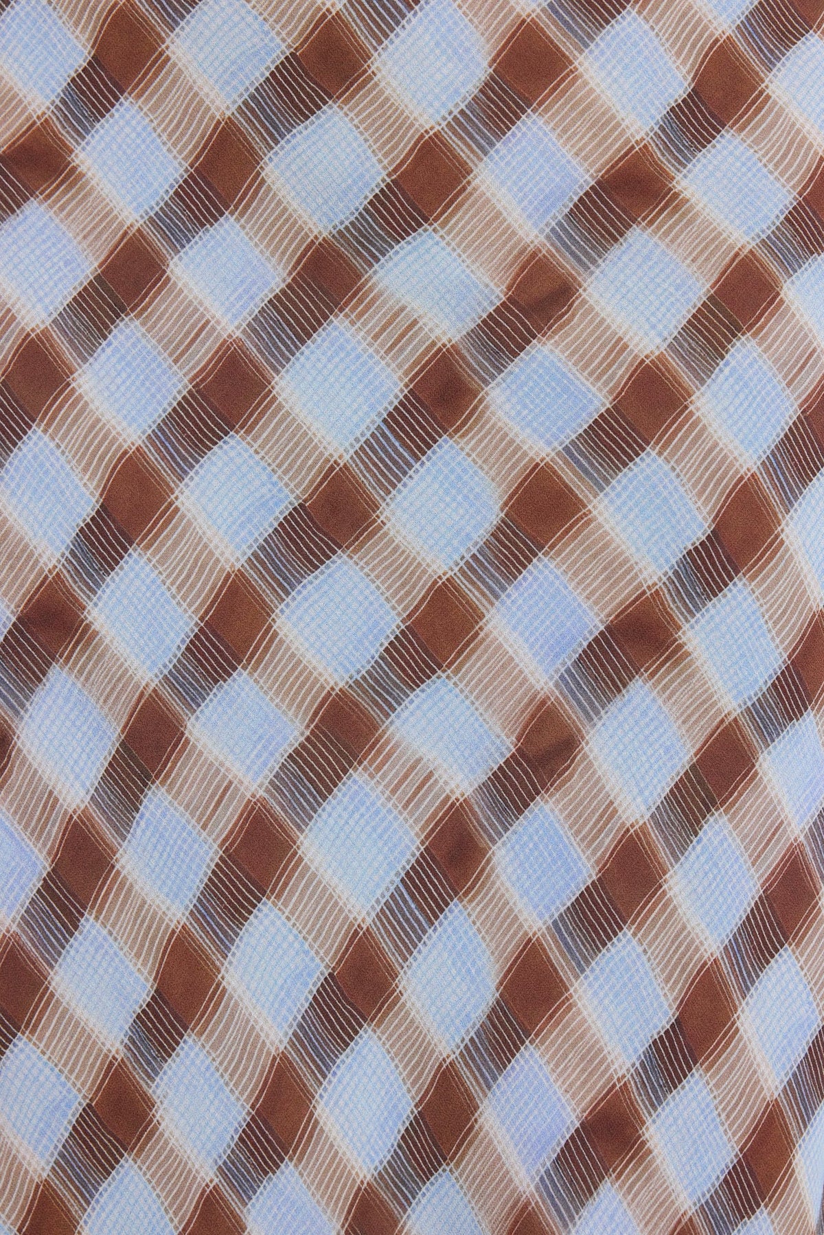 Jubilant chocolate ice blue check Georgette’s pull on bias maxi skirt