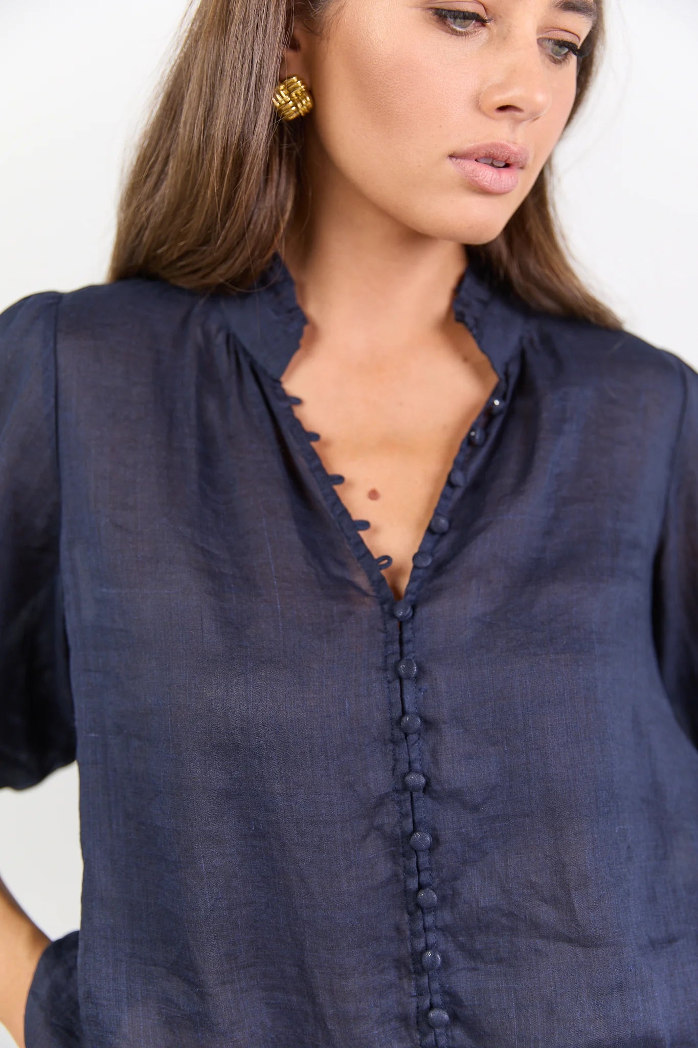 Continuance Navy Ramie S/S Top
