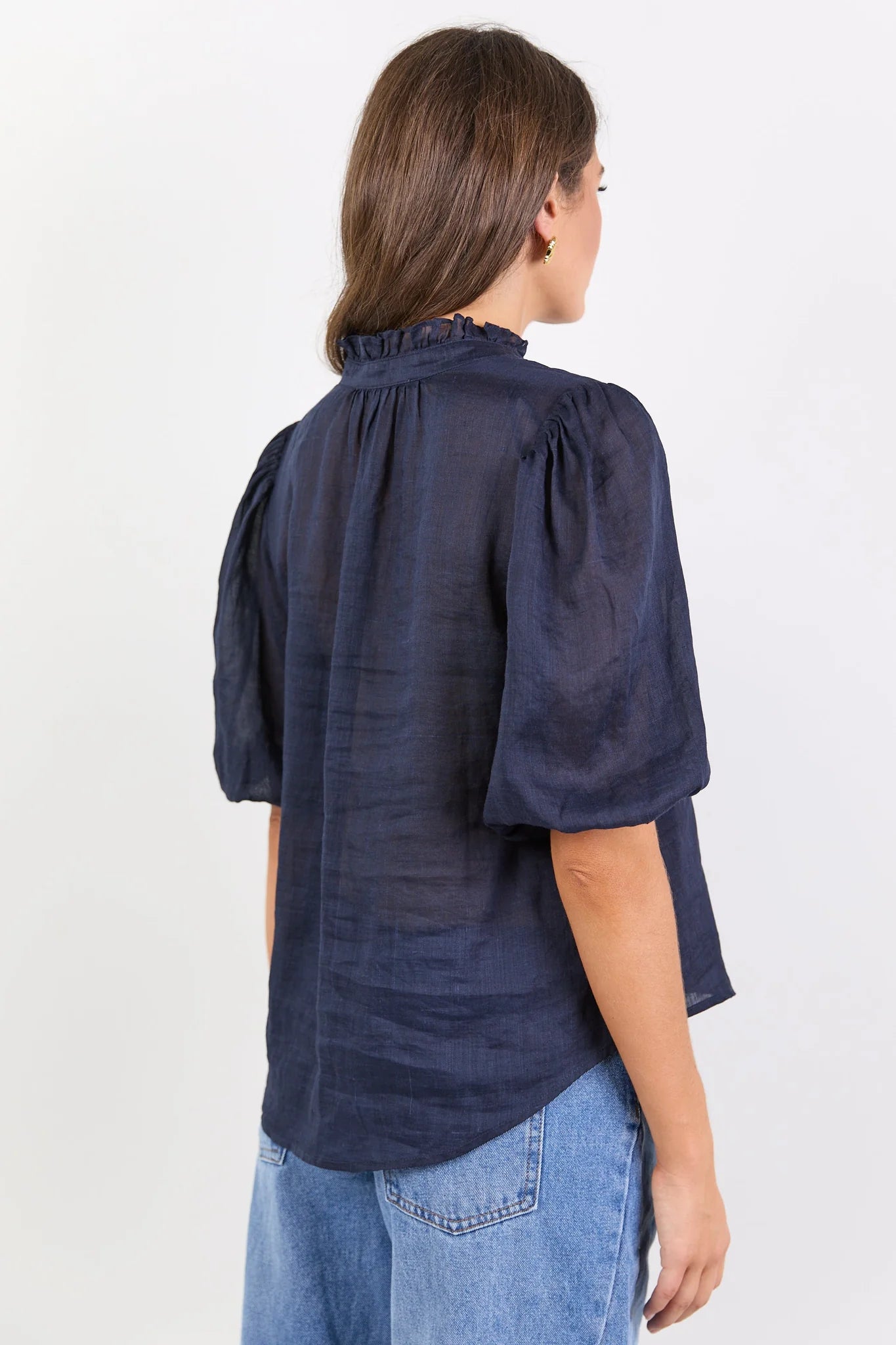 Continuance Navy Ramie S/S Top