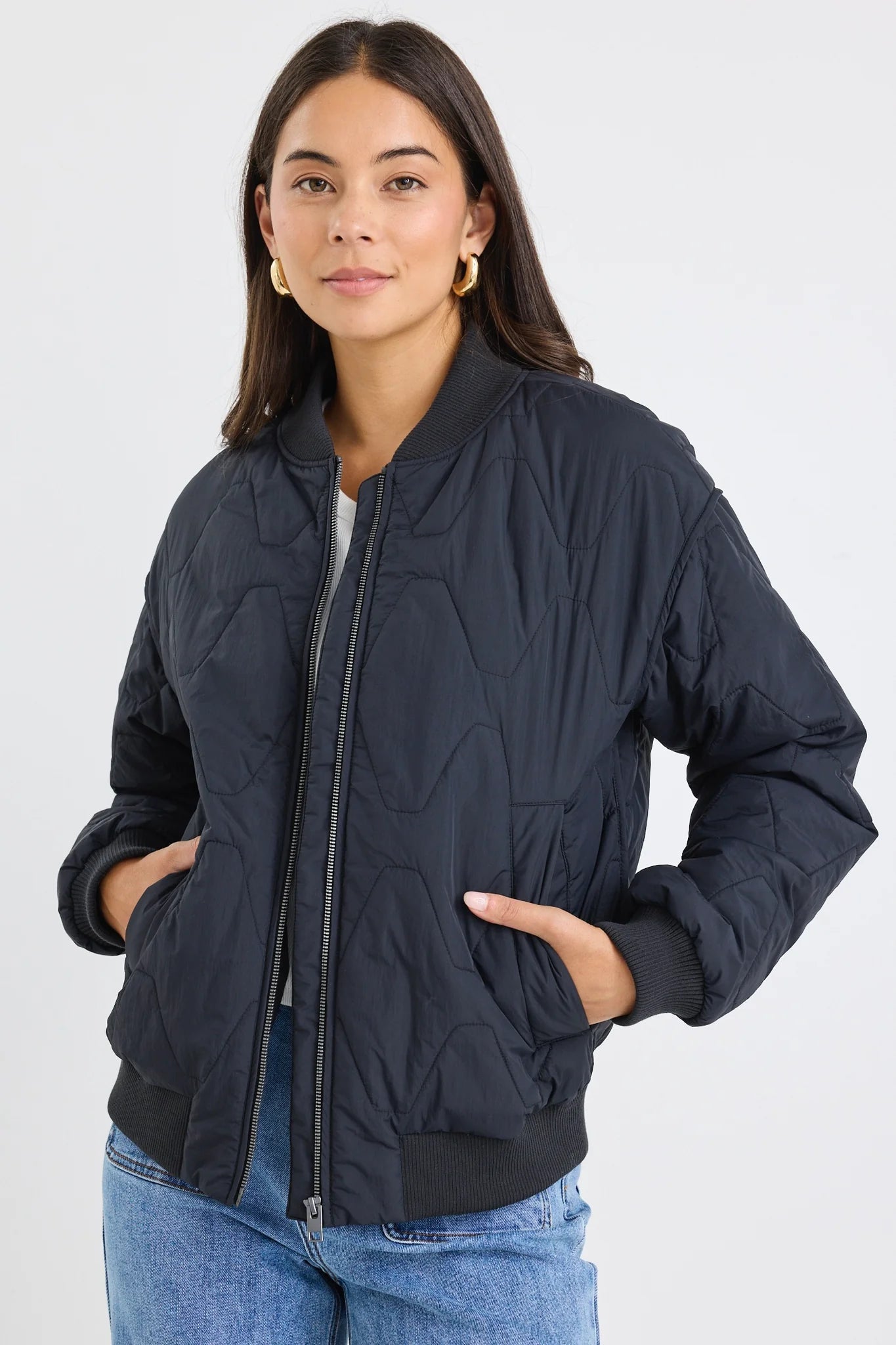 Division Black Puffer Bomber Jacket