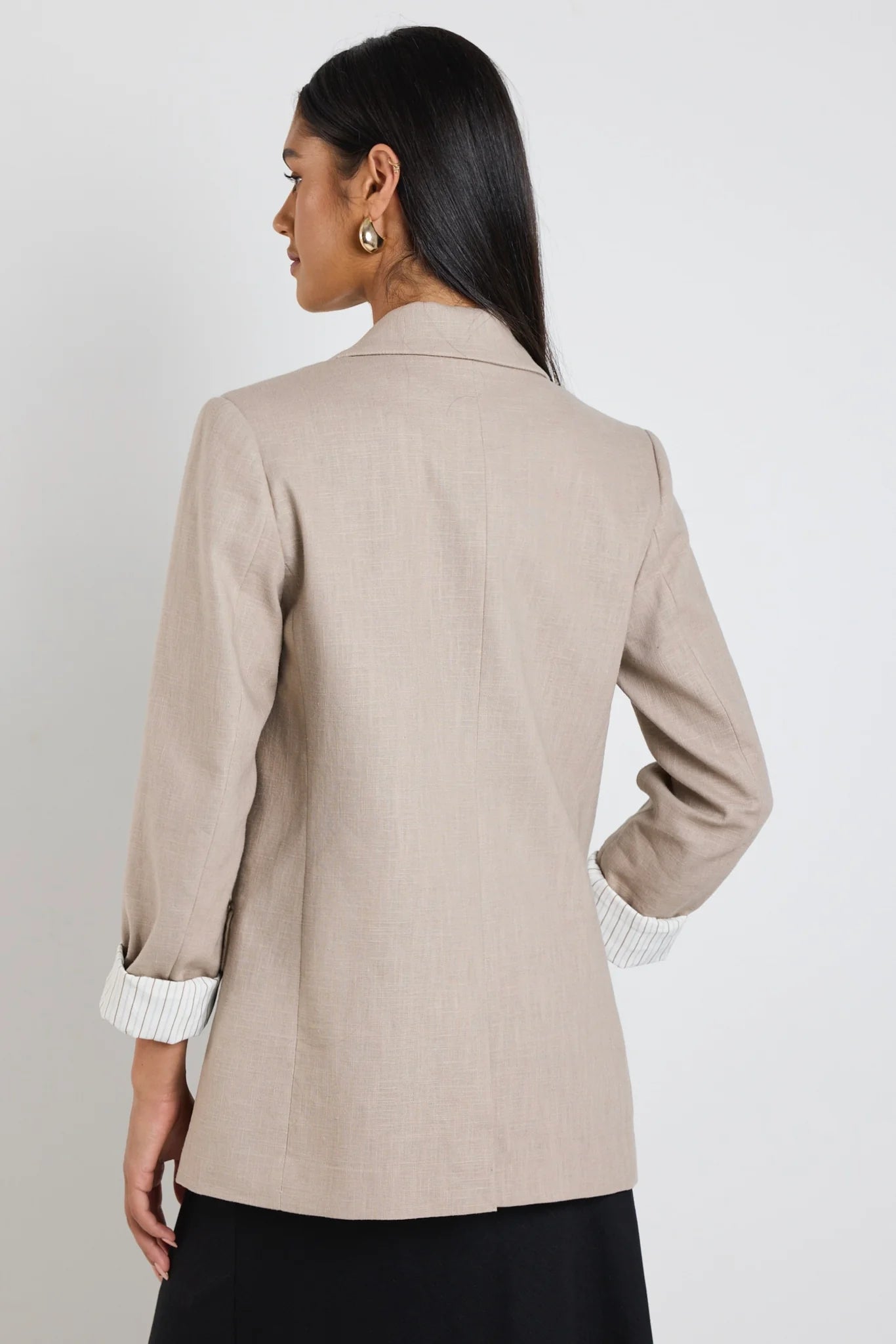 Dock Taupe Ramie Rolled Sleeve Blazer
