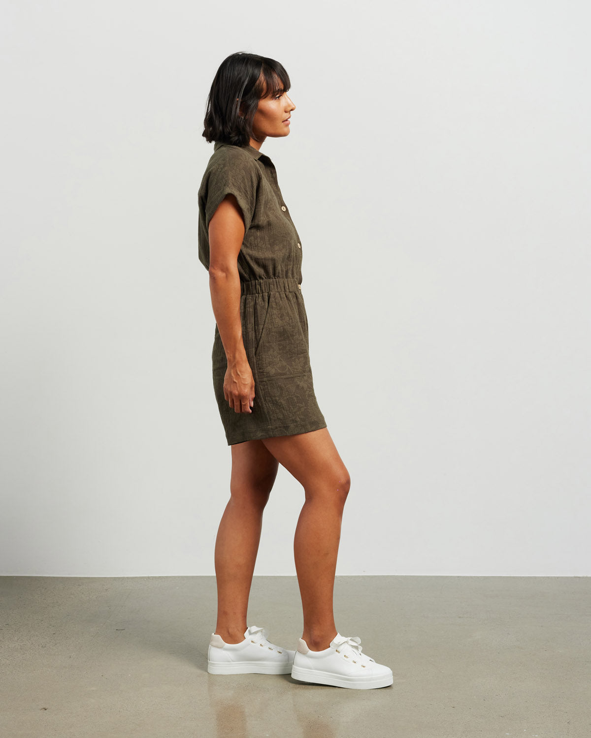 Andi Romper Olive Jacquard