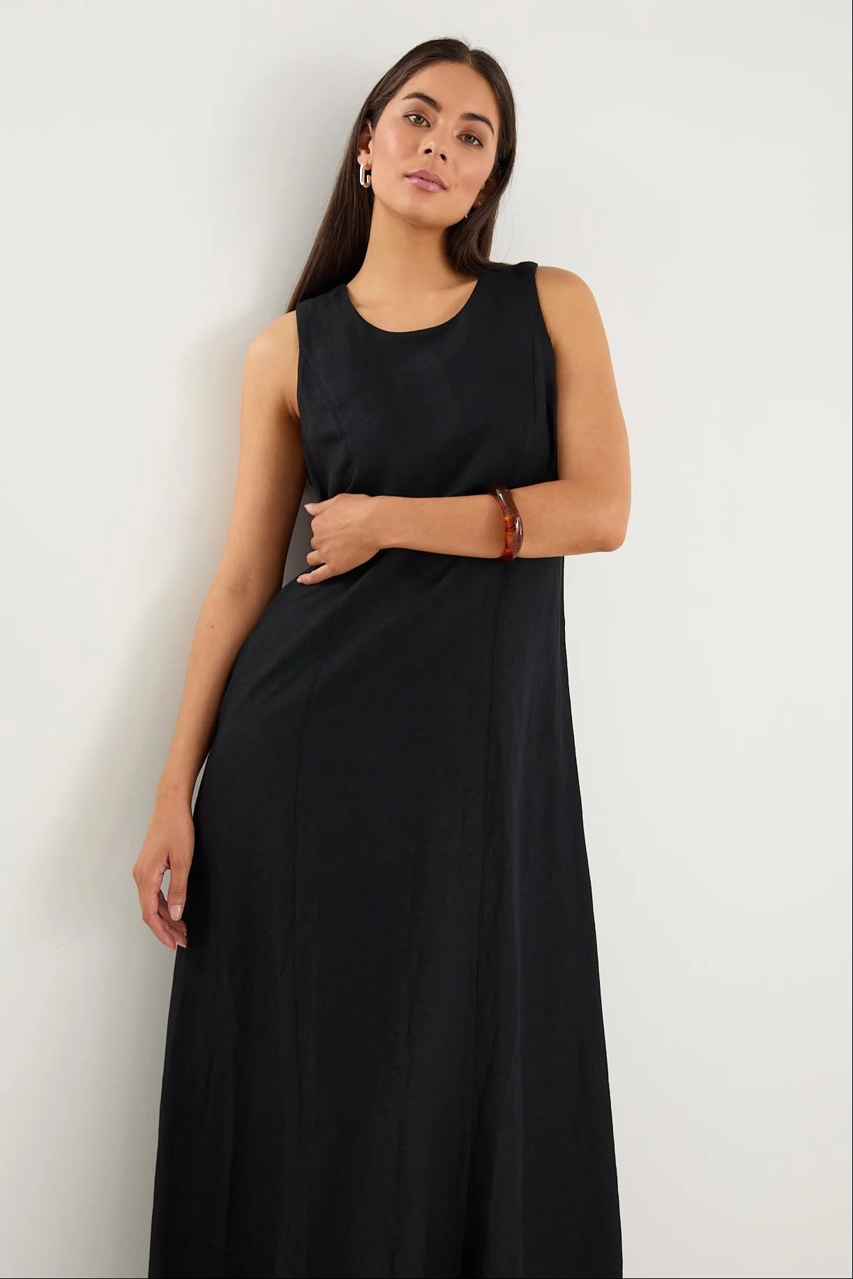 Easygoing Black Linen Midi