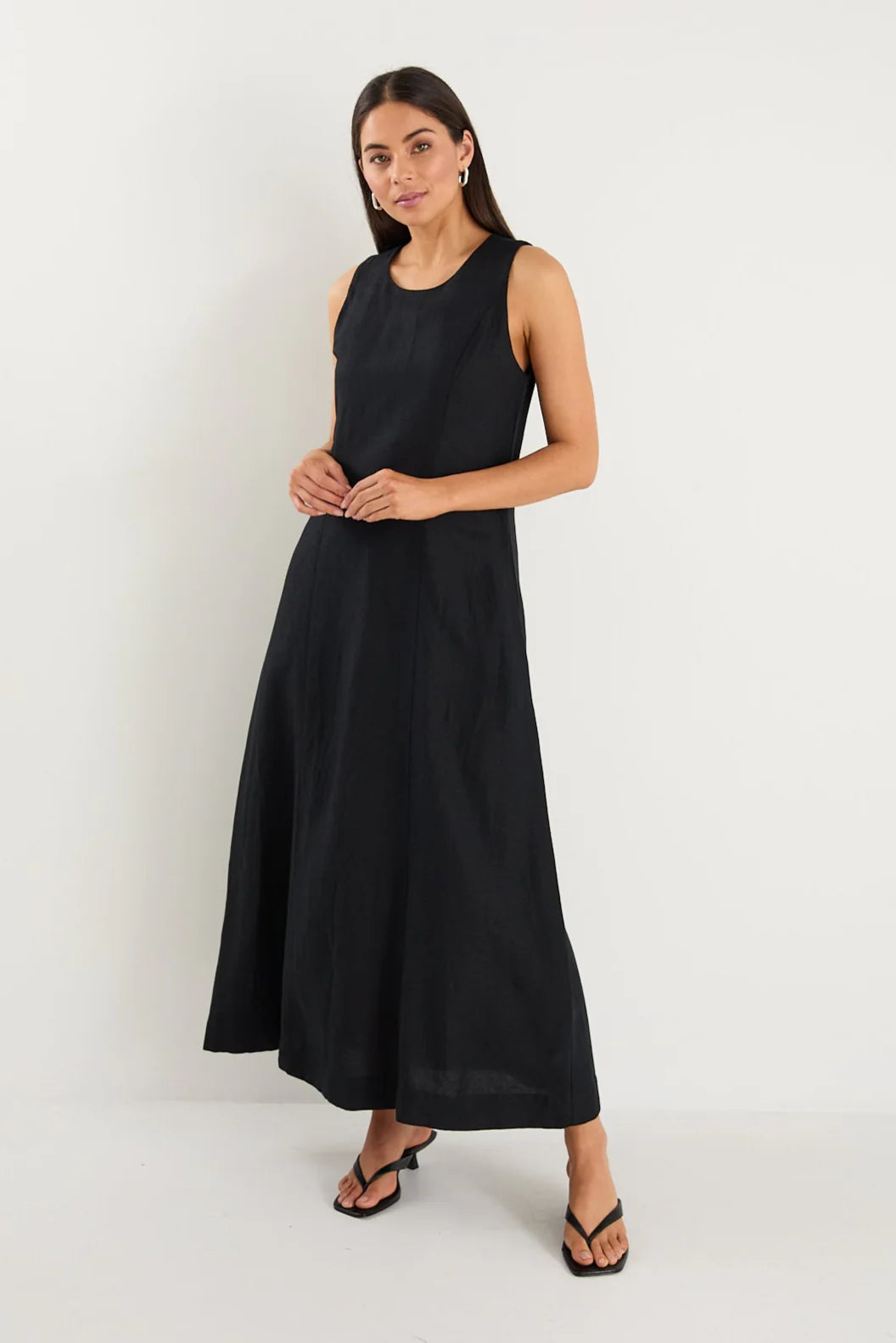 Easygoing Black Linen Midi