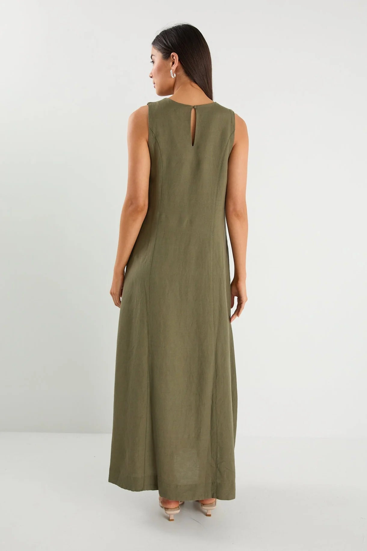 Easygoing Khaki Linen Midi