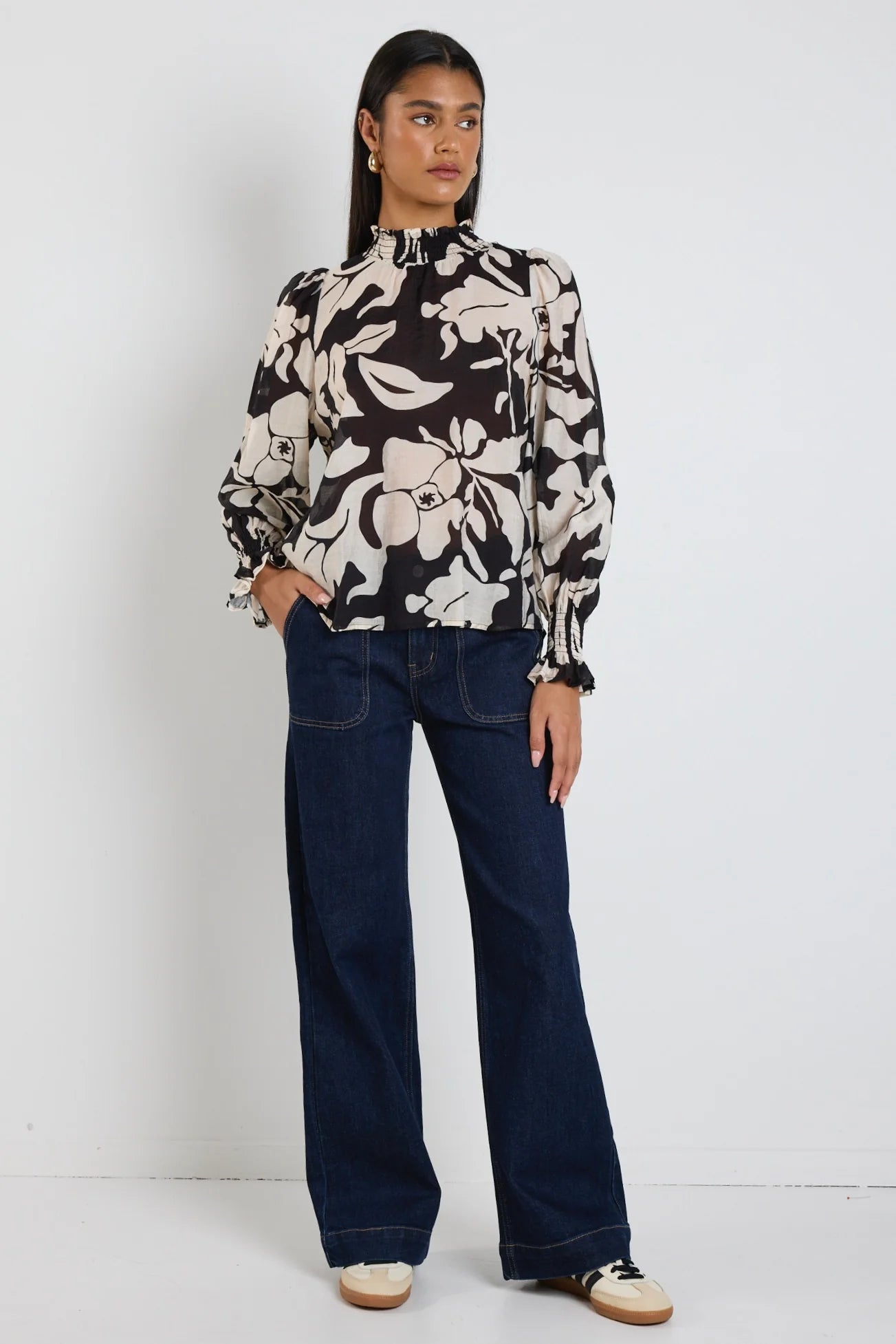Emphatic Black Floral High Neck top