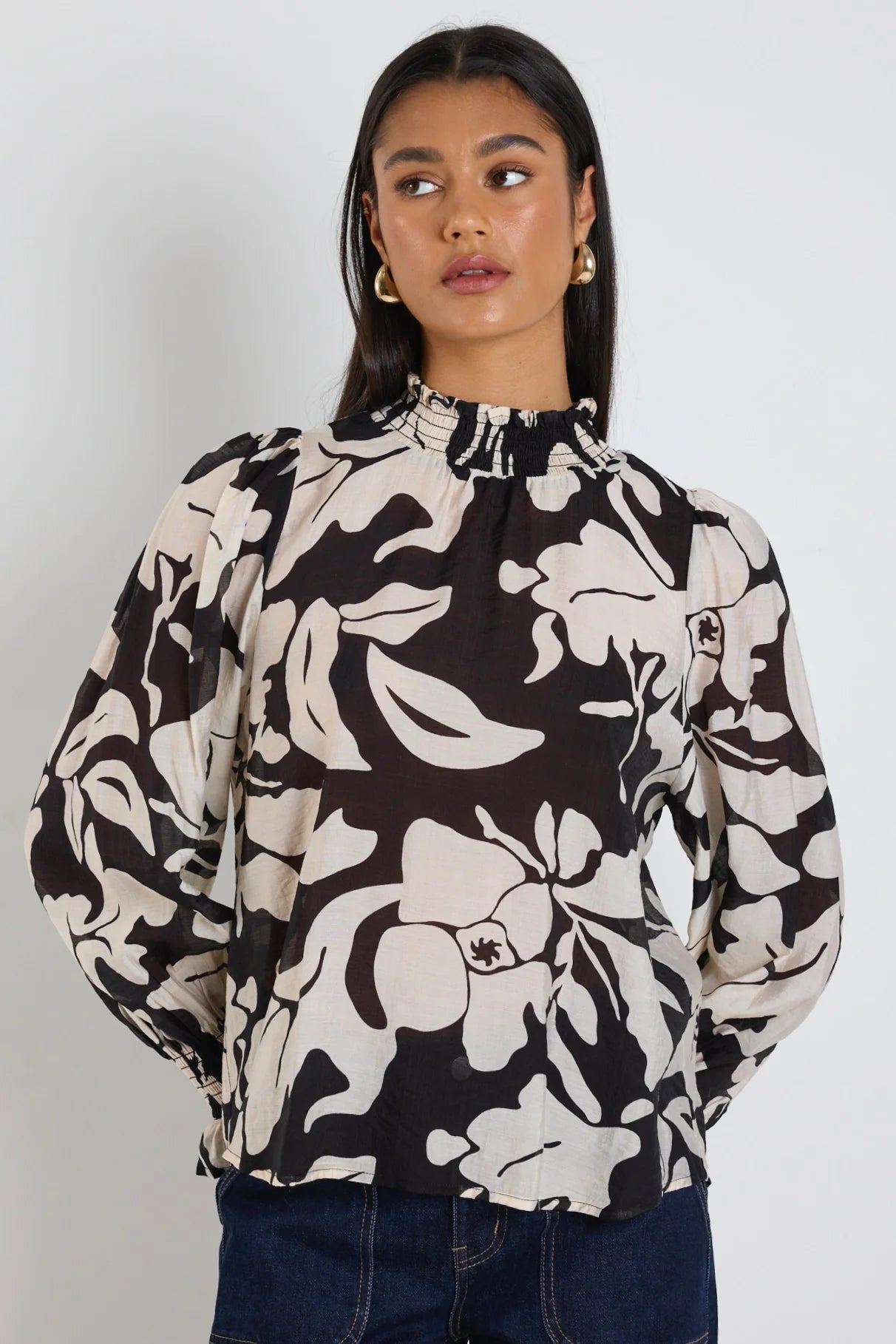 Emphatic Black Floral High Neck top