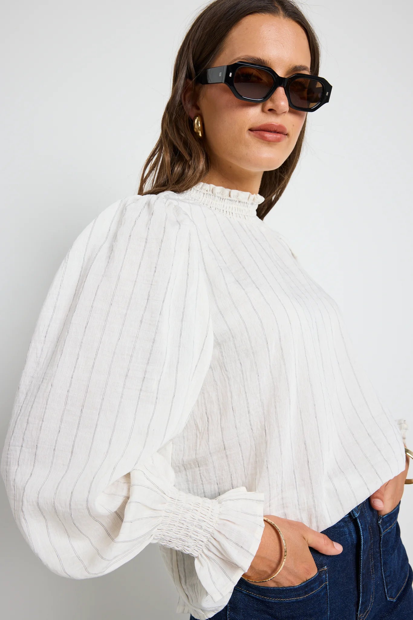 Emphatic ivory stripe high neck top