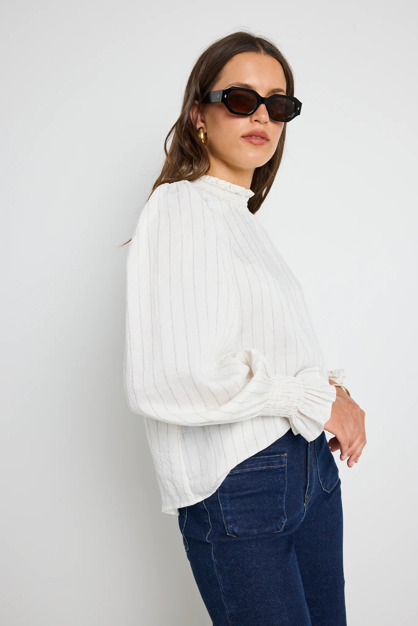 Emphatic ivory stripe high neck top