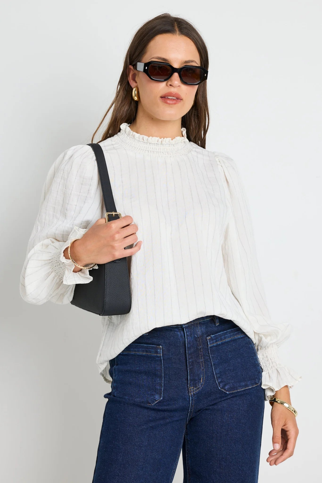 Emphatic ivory stripe high neck top