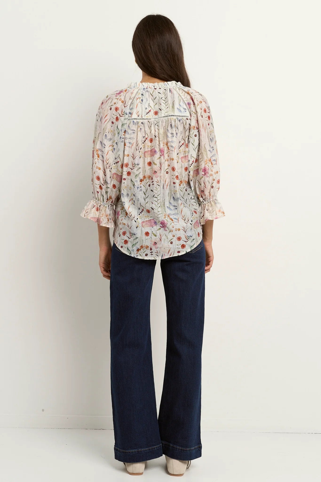 Encounter cream floral button front top