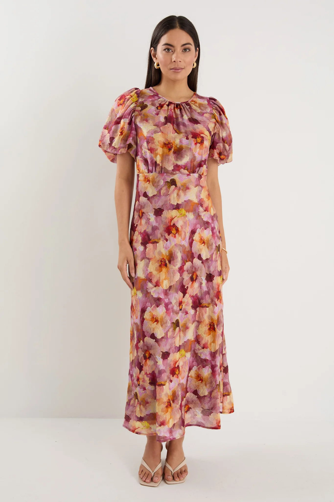 Exquisite Pink Multi Floral Midi Dress