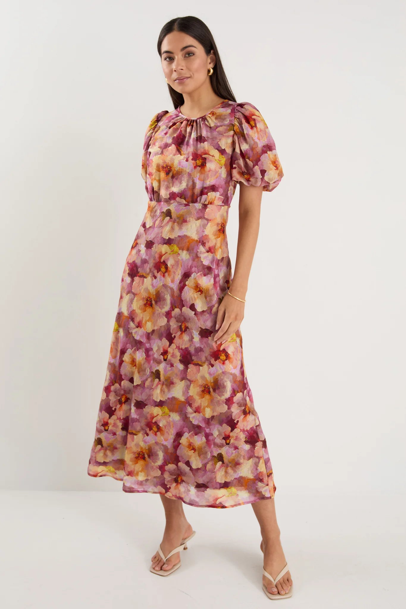Exquisite Pink Multi Floral Midi Dress