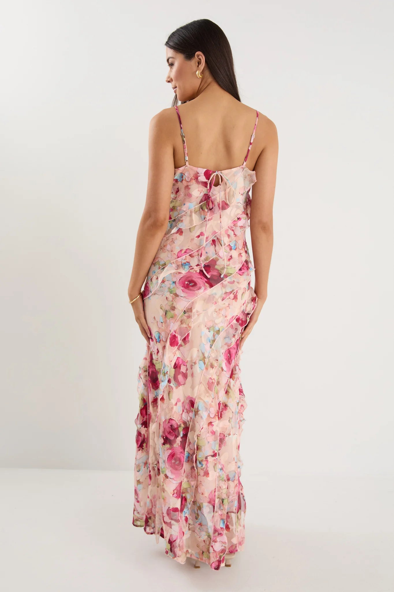 Galore Painted Rose Bias Slip Dress