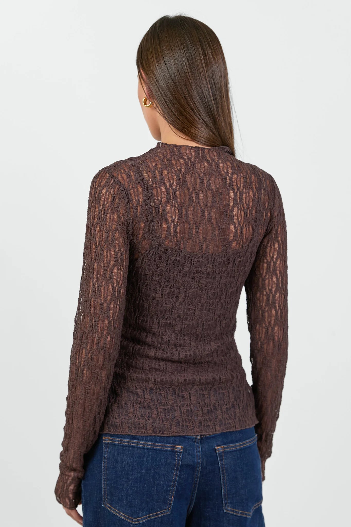 Giving chocolate lace long sleeve top