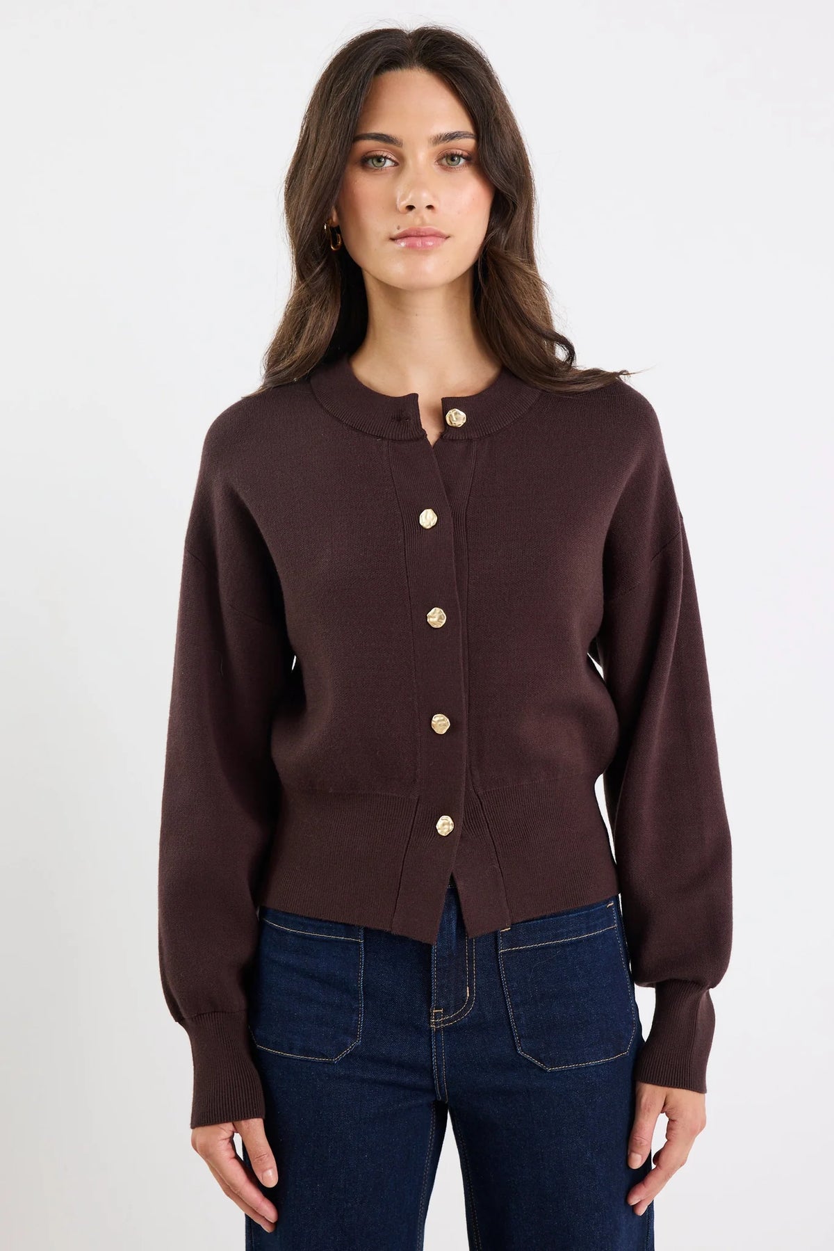 Hallmark Chocolate Crewneck Cardigan