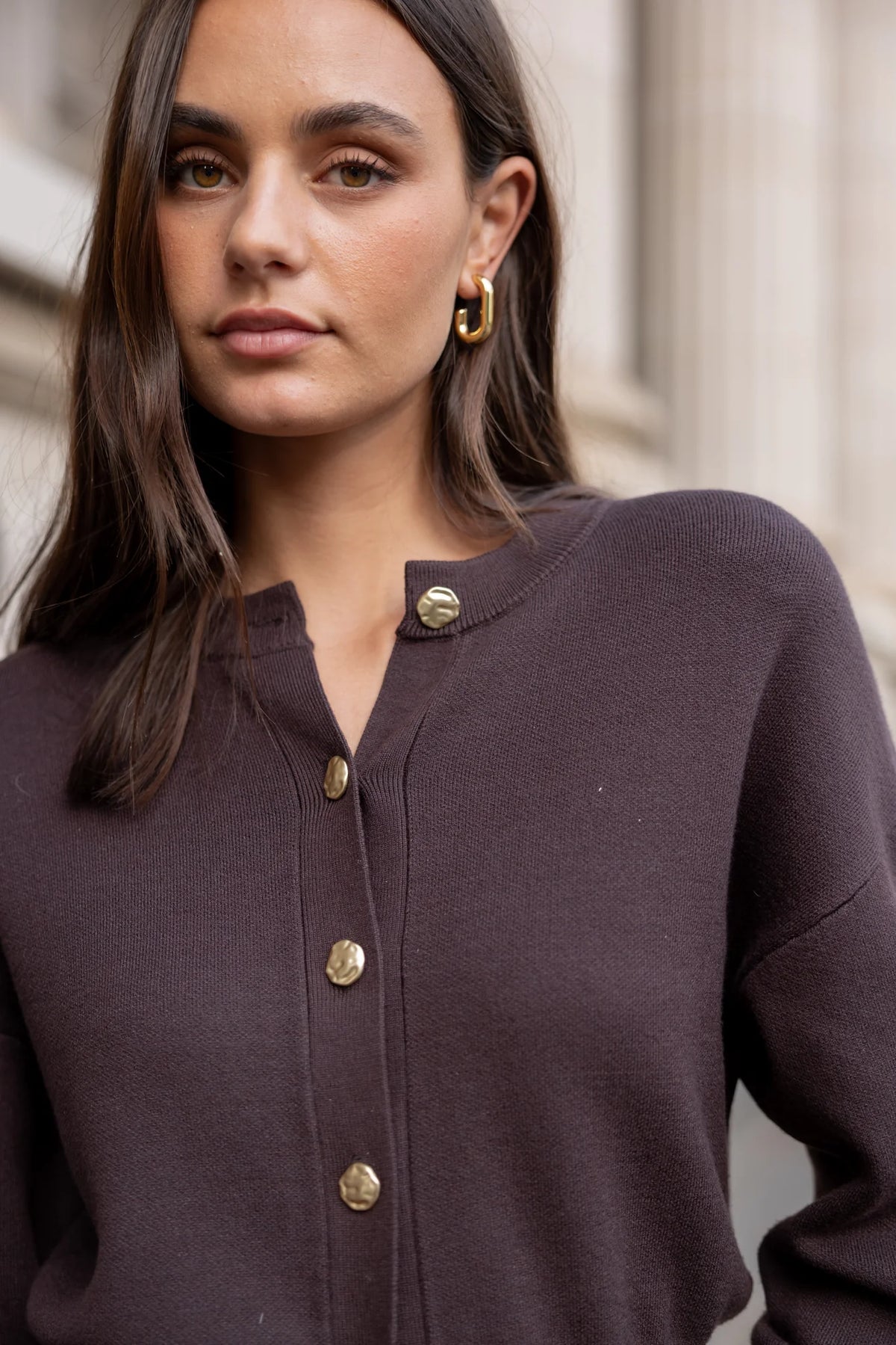 Hallmark Chocolate Crewneck Cardigan