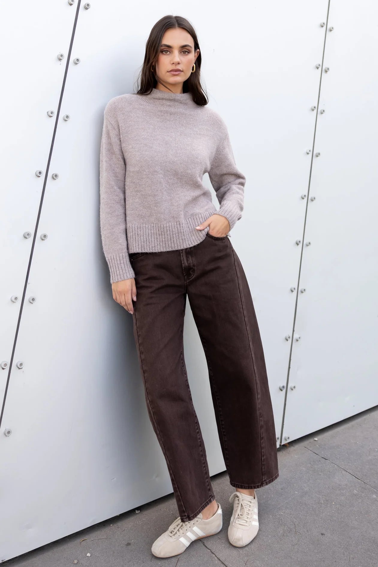 Huddle mushroom high neck knit jumper mushroom