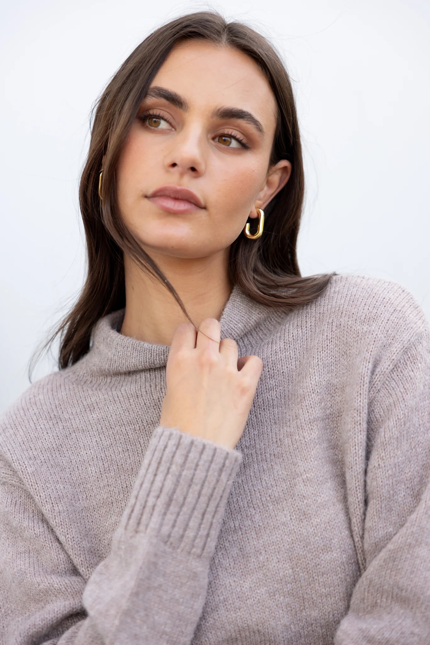 Huddle mushroom high neck knit jumper mushroom