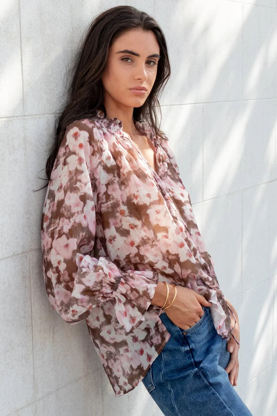 Odyssey Blush Chocolate Floral Top
