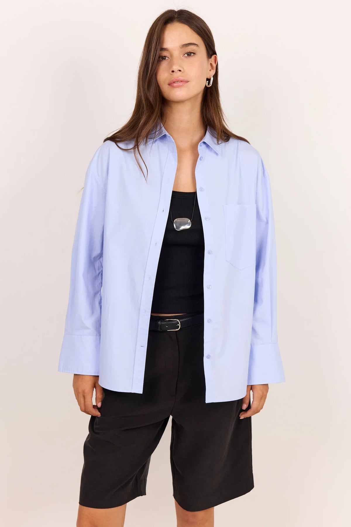 Idealist ice blue oversized long sleeve shirt