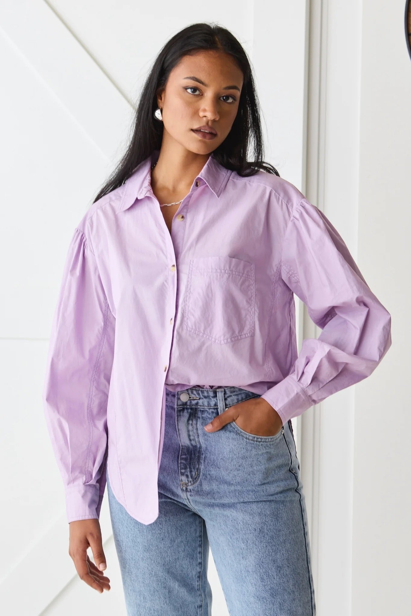 Breezy lilac poplin shirt