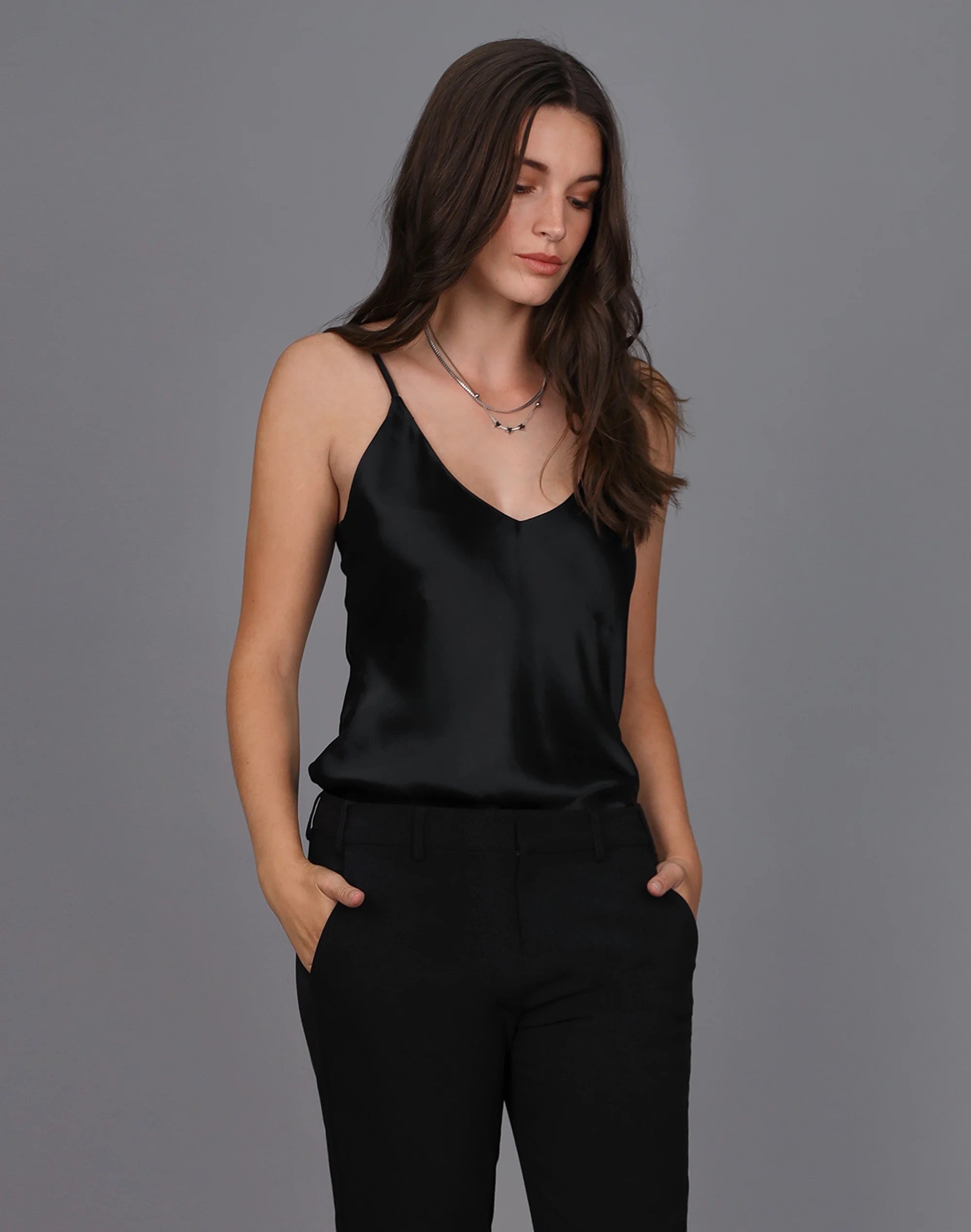 Liquid Satin Cami Black