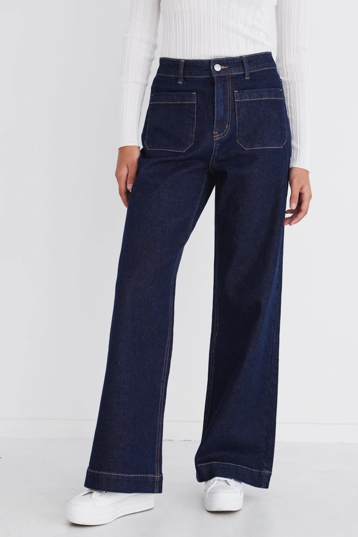 Zoey indigo high rise wide leg jean