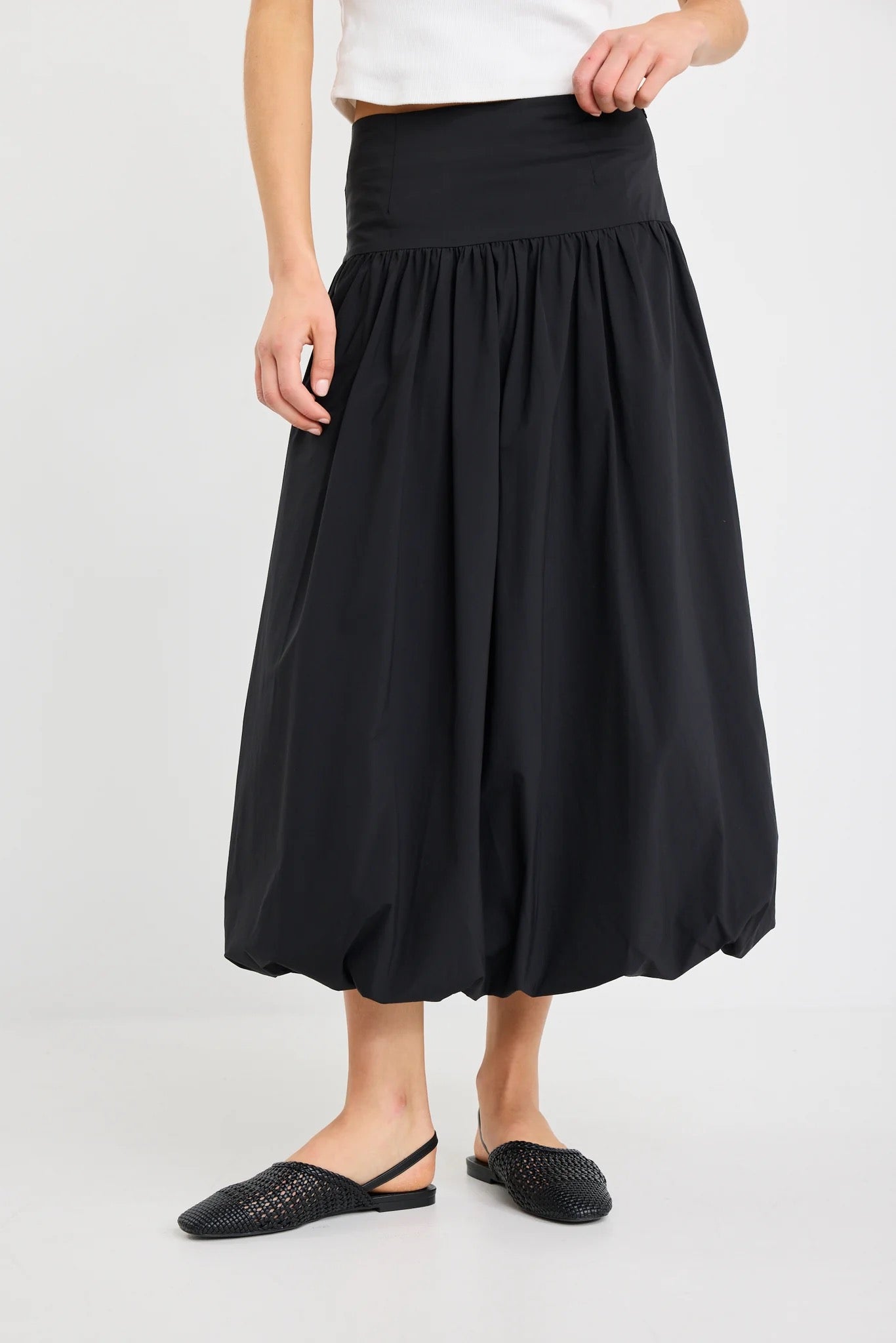 Intensity black bubble midi skirt