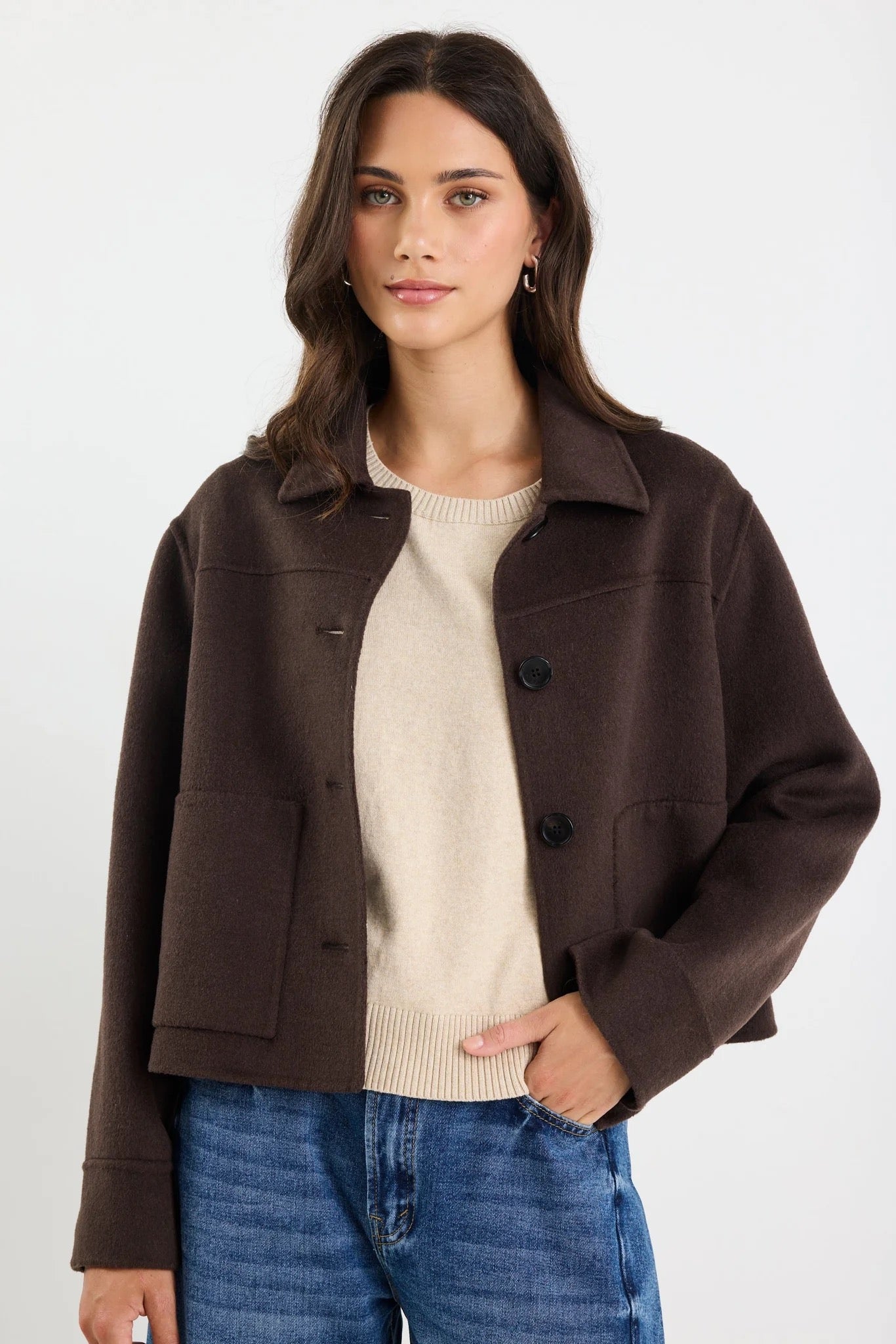 Ranger Chocolate Marie Wool Blend Soft Jacket