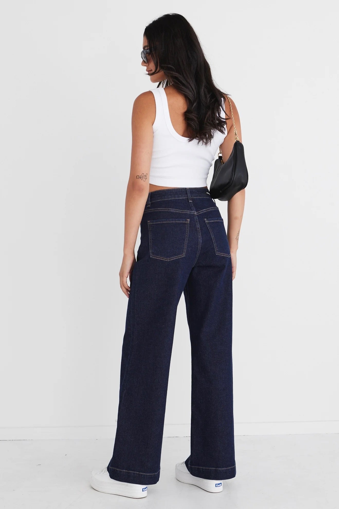 Zoey indigo high rise wide leg jean