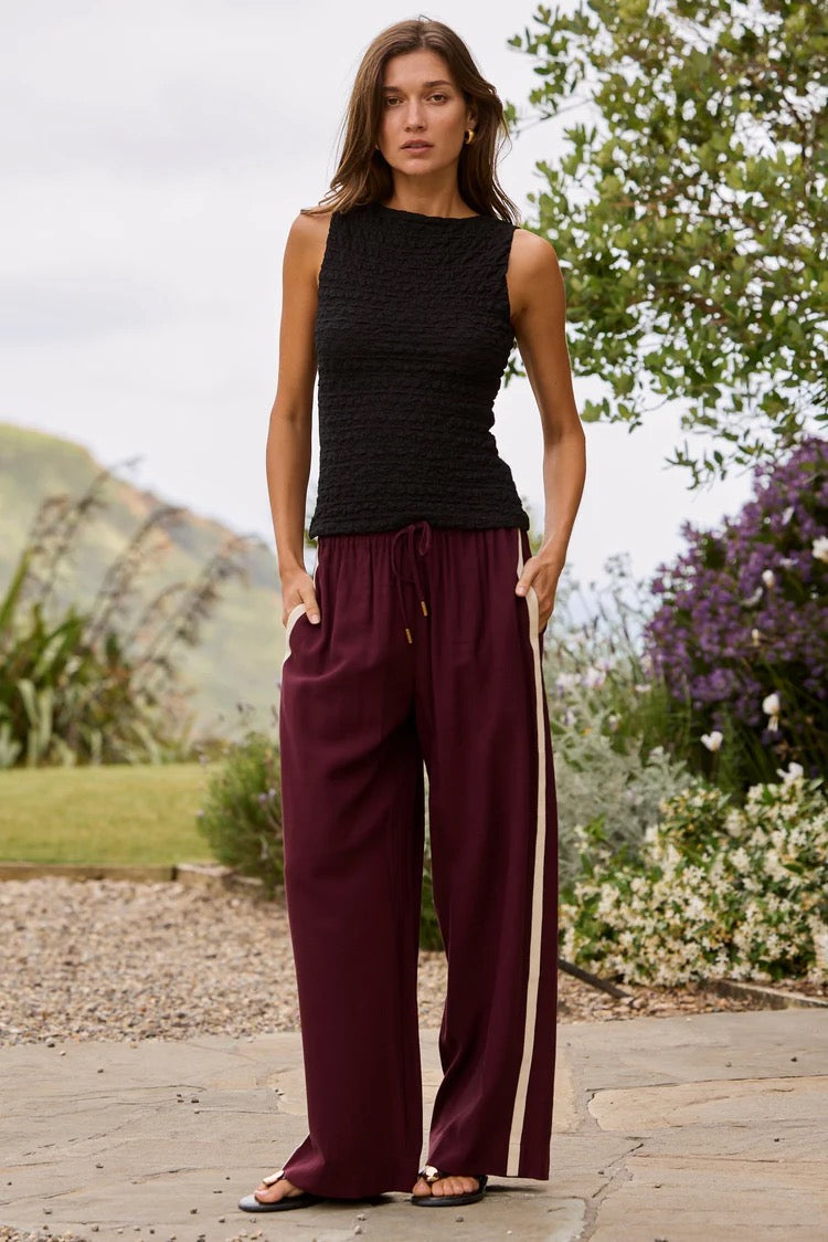 Townie burgundy side stripe pant