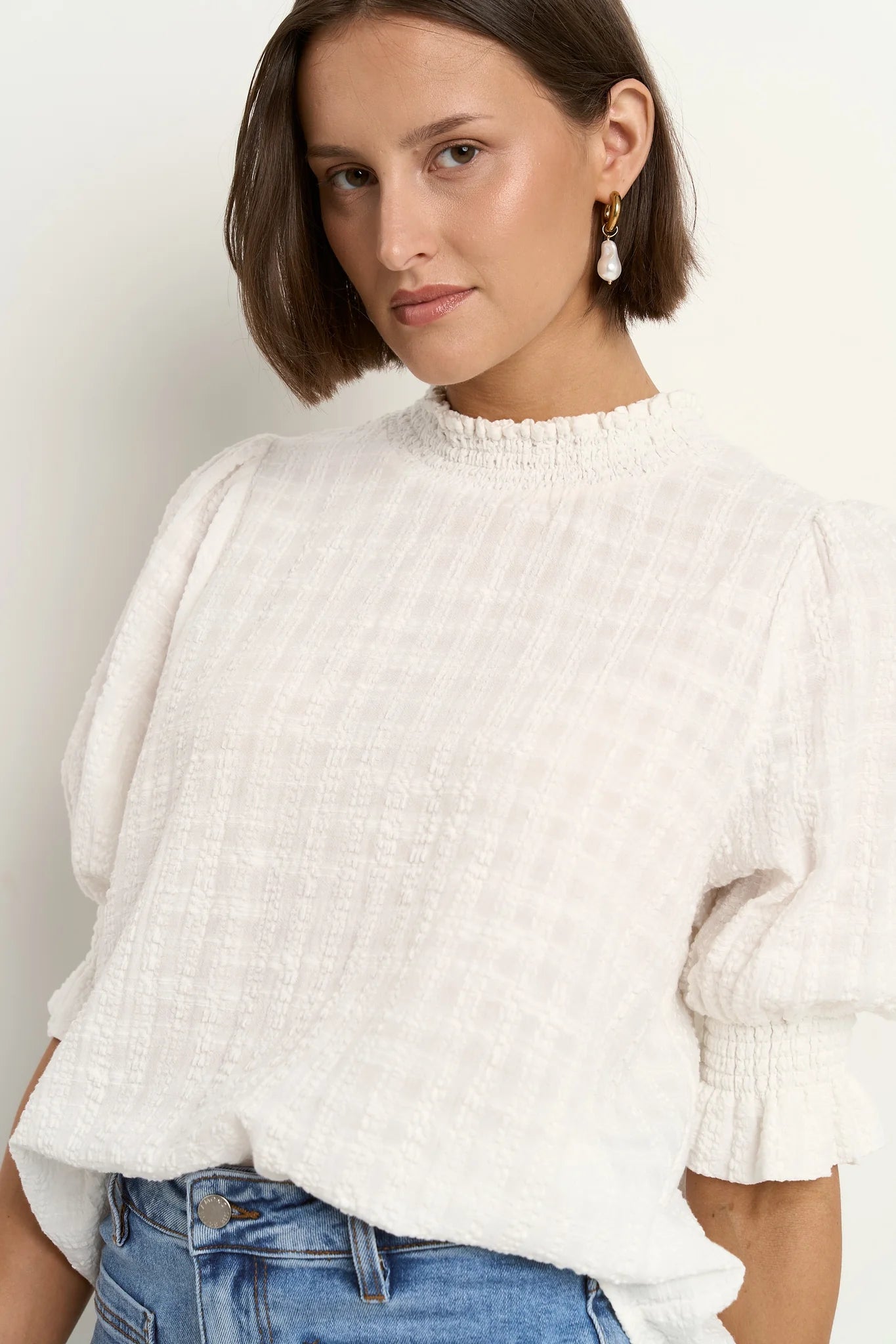 Influential  Ivory Texture Top