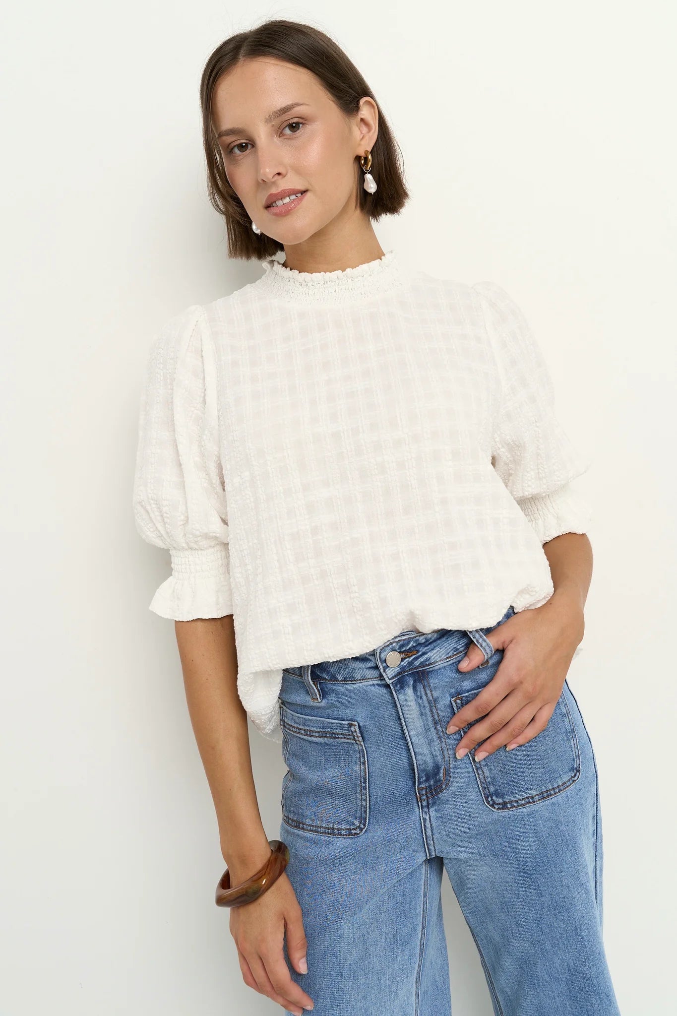 Influential  Ivory Texture Top