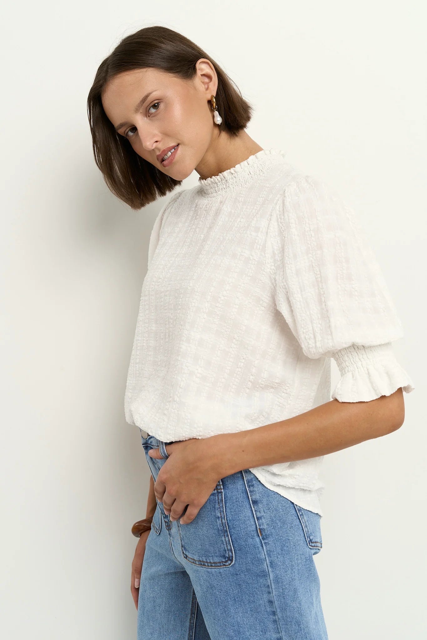 Influential  Ivory Texture Top