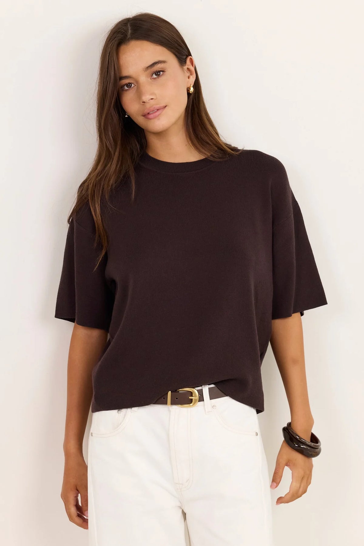 Intrepid chocolate relaxed knit tee