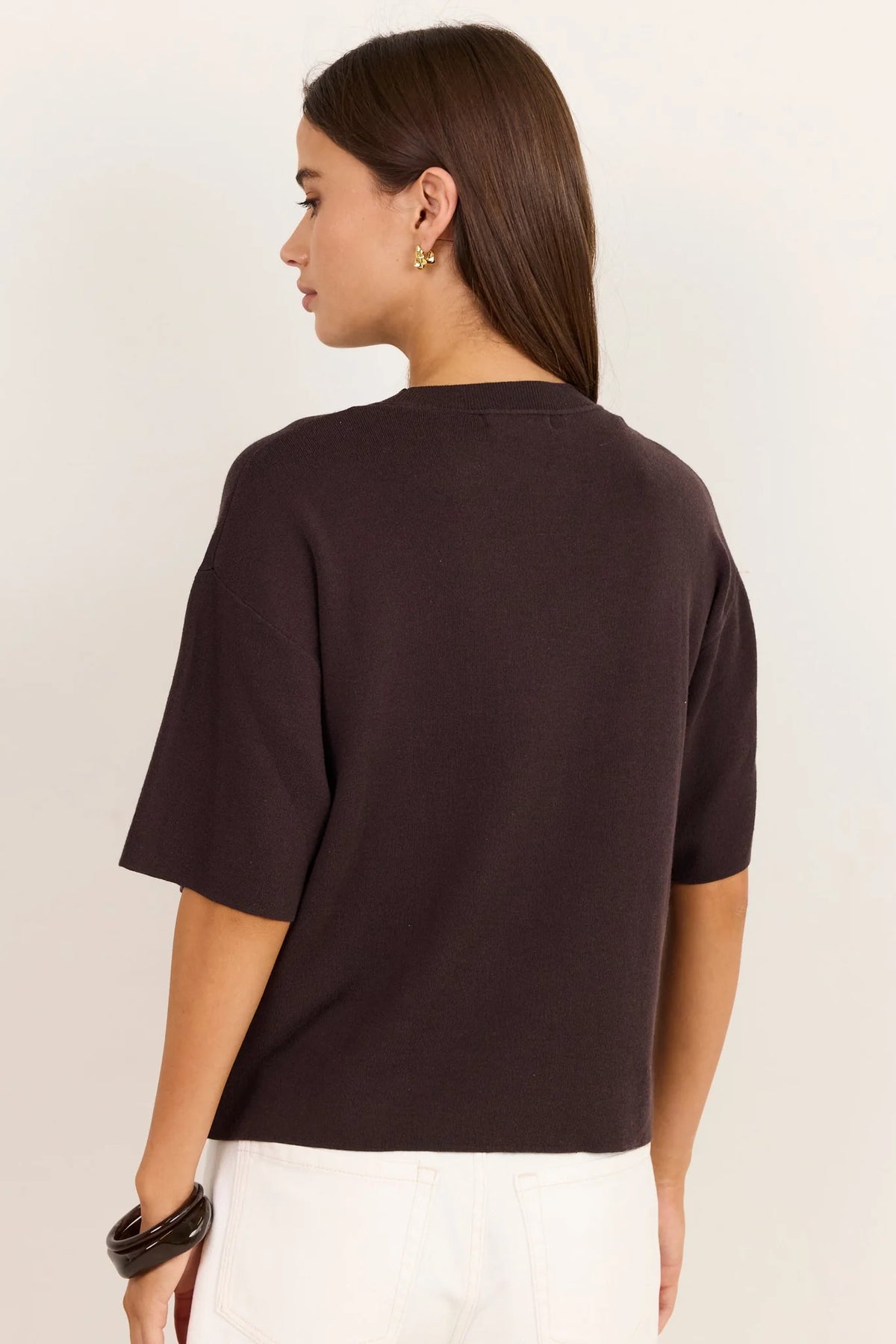 Intrepid chocolate relaxed knit tee