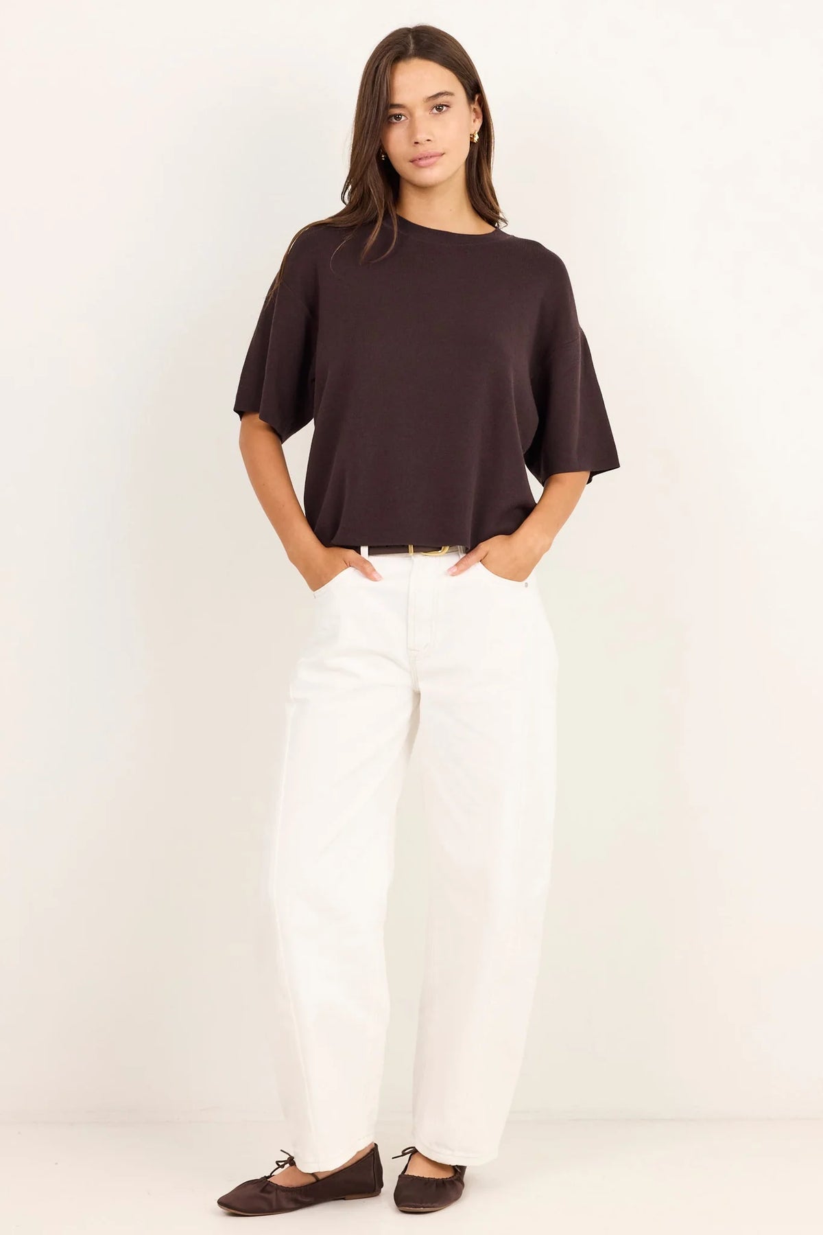 Intrepid chocolate relaxed knit tee