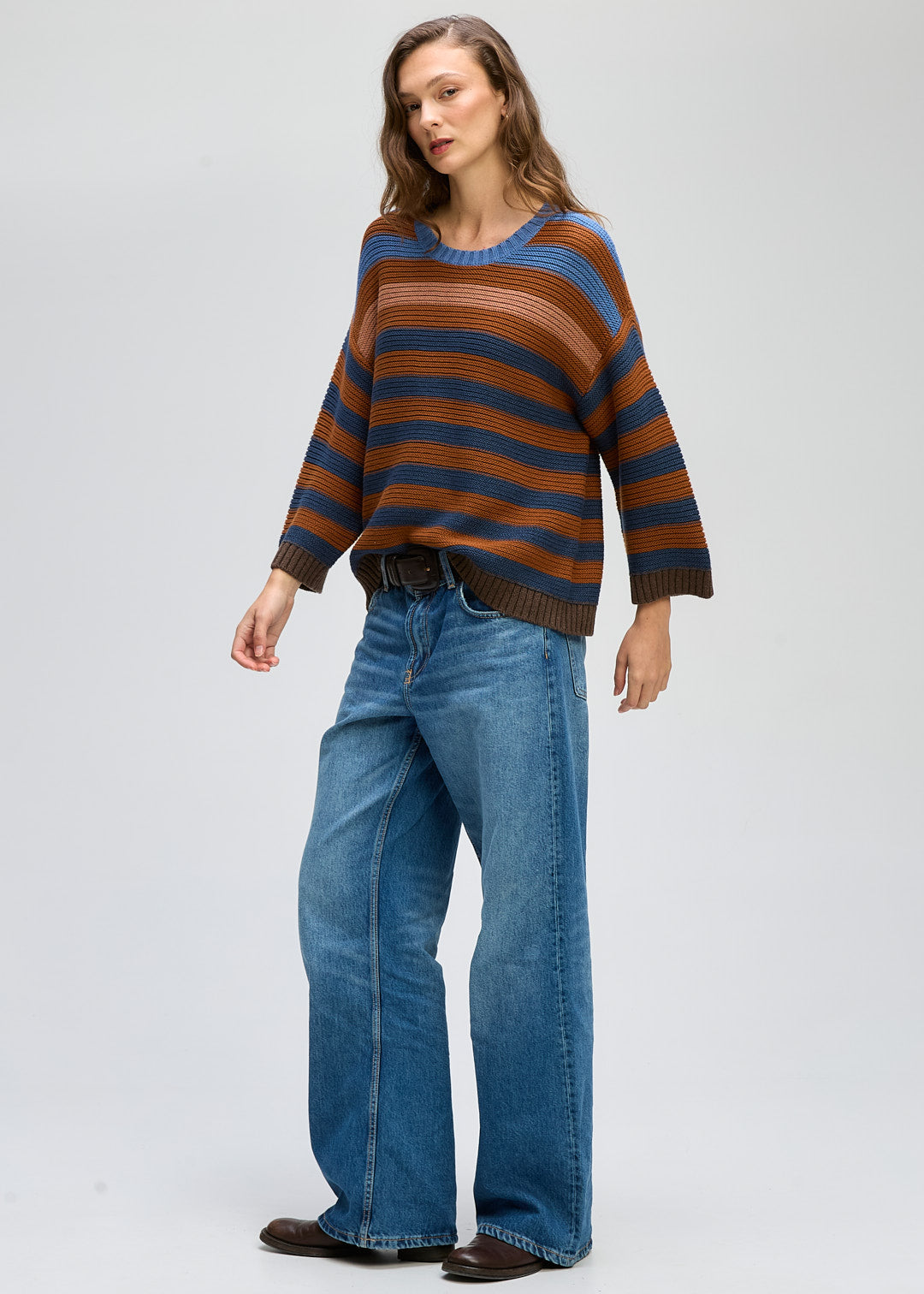 Chunky Stripe Crew Nutmeg