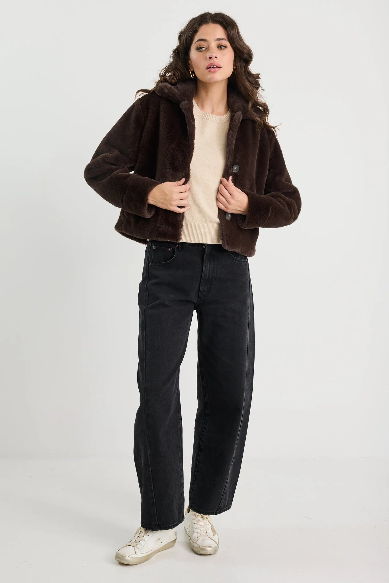 Lodge chocolate faux fur jacket