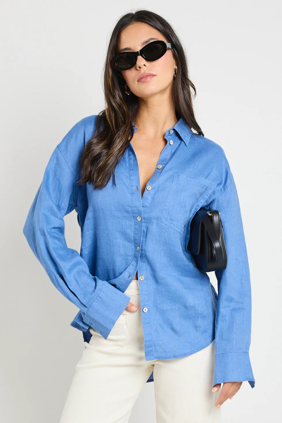 Optimum True Blue Linen Oversized Shirt